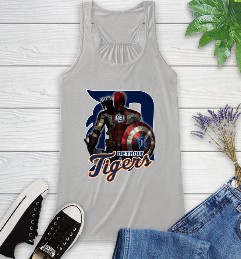 MLB Captain America Thor Spider Man Hawkeye Avengers Endgame Baseball Detroit Tigers Racerback Tank