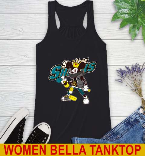 San Jose Sharks NHL Hockey Mickey Peace Sign Sports Racerback Tank 3 San Jose Sharks NHL Hockey Mickey Peace Sign Sports Racerback Tank - Image 3