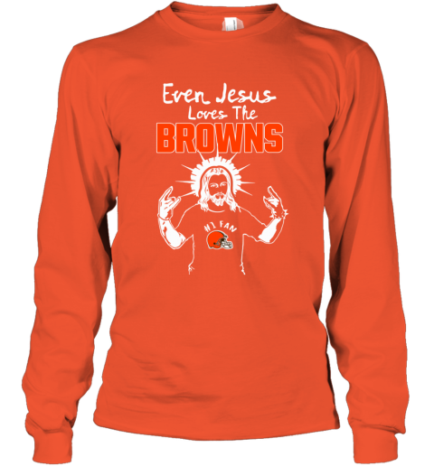 Cleveland Browns Youth Orange #1 Design Long Sleeve Tee