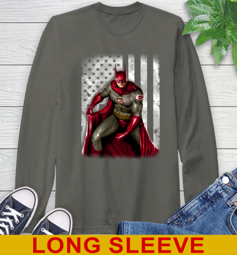 Cincinnati Reds MLB Baseball Batman DC American Flag Shirt Long Sleeve T-Shirt 10
