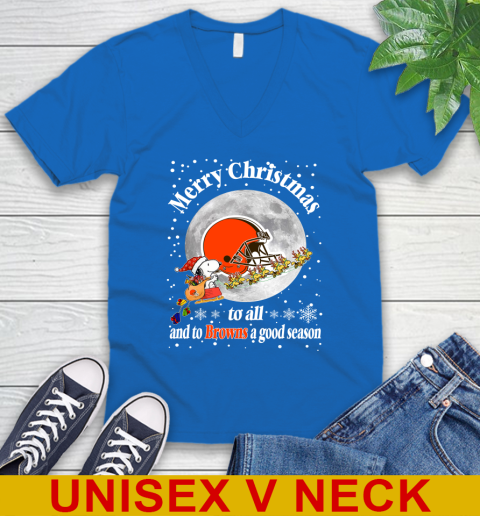 Cleveland Browns Merry Christmas To All And To Browns A Good Season NFL Football Sports V-Neck T-Shirt 5
