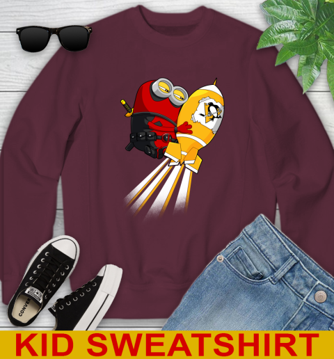 NHL Hockey Pittsburgh Penguins Deadpool Minion Marvel Shirt Youth Sweatshirt 4