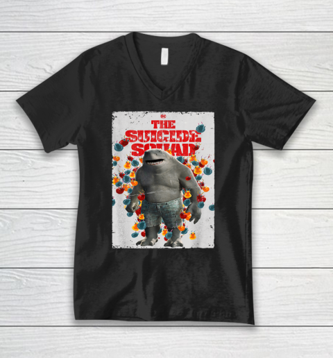 The Suicide Squad King Shark Poster V-Neck T-Shirt
