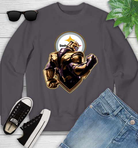 NFL Thanos Avengers Endgame Football Sports Pittsburgh Steelers Youth Sweatshirt 6