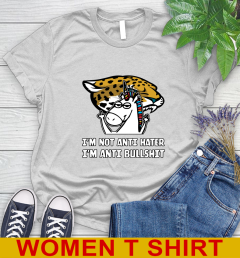 Jacksonville Jaguars NFL Football Unicorn I'm Not Anti Hater I'm Anti Bullshit Women's T-Shirt