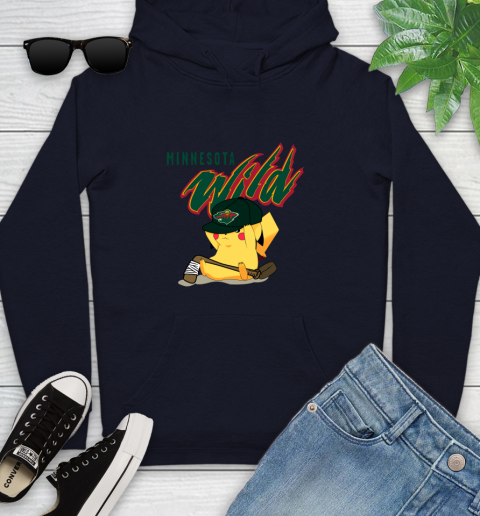 NHL Pikachu Hockey Sports Minnesota Wild Youth Hoodie 4