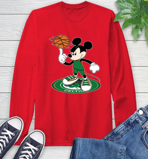 NBA Basketball Boston Celtics Cheerful Mickey Disney Shirt Long Sleeve T-Shirt 11