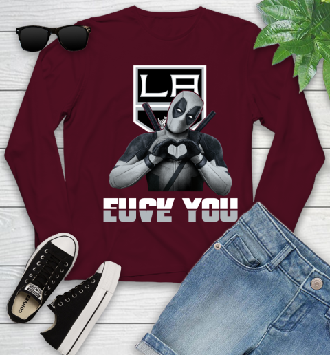 NHL Los Angeles Kings Deadpool Love You Fuck You Hockey Sports Youth Long Sleeve 6