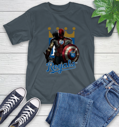 MLB Captain America Thor Spider Man Hawkeye Avengers Endgame Baseball Kansas City Royals T-Shirt 9