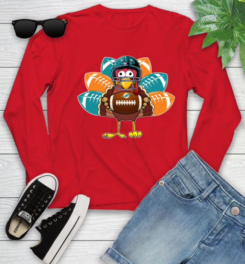 Miami Dolphins Turkey Thanksgiving Day Youth Long Sleeve 11