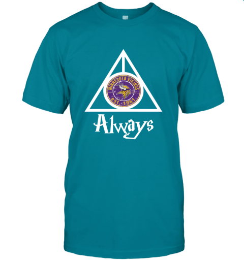 Always Love The Minnesota Vikings x Harry Potter Mashup NFL choj always love the minnesota vikings x harry potter m classic t shirt 2 front tropical blue