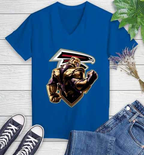 NFL Thanos Avengers Endgame Football Sports Atlanta Falcons Women's V-Neck T-Shirt 10