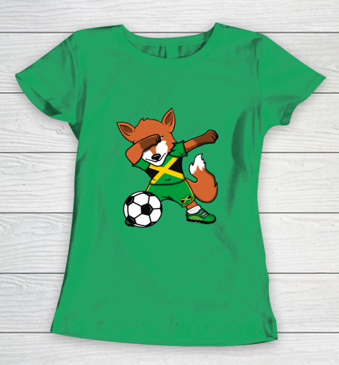 Dabbing Fox Jamaica Soccer Fans Jersey Jamaican Football Fan Women's T-Shirt 6