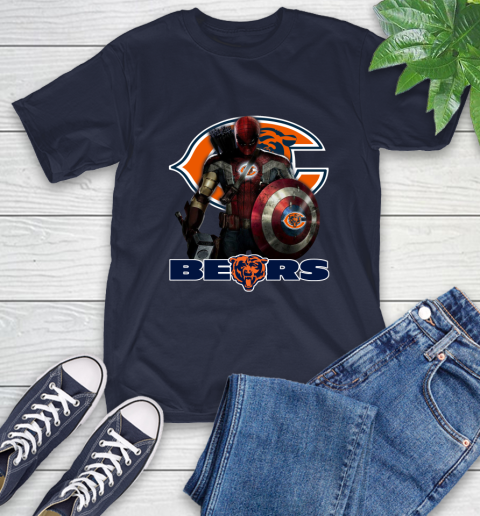 NFL Captain America Thor Spider Man Hawkeye Avengers Endgame Football Chicago Bears T-Shirt 4
