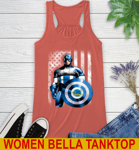 Golden State Warriors NBA Basketball Captain America Marvel Avengers American Flag Shirt Racerback Tank 3