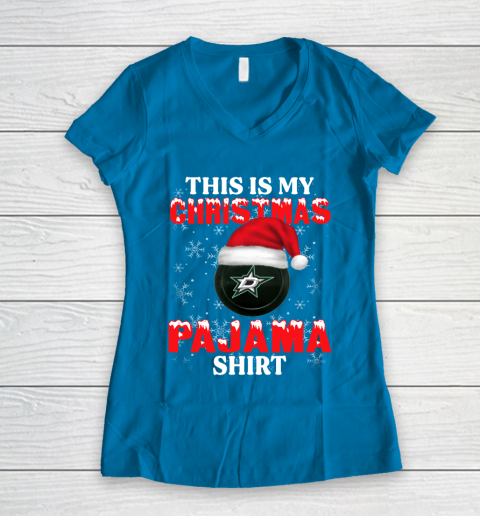 Dallas Stars This Is My Christmas Pajama Shirt NHL Women's V-Neck T-Shirt 5