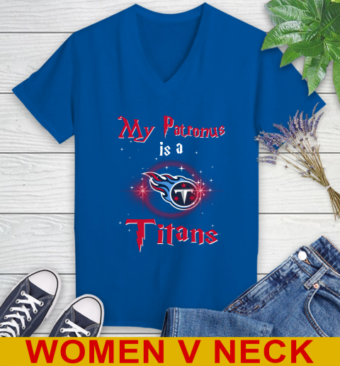 NFL Football Harry Potter My Patronus Is A Tennessee Titans Women's V-Neck T-Shirt 9