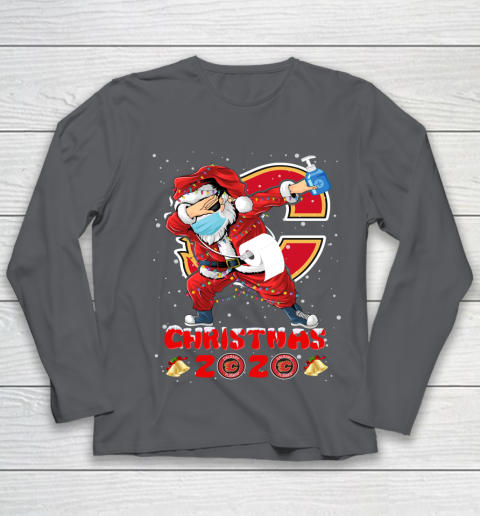 Calgary Flames Funny Santa Claus Dabbing Christmas 2020 NHL Youth Long Sleeve 6