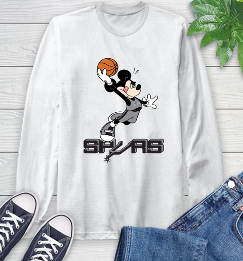 NBA Basketball San Antonio Spurs Cheerful Mickey Mouse Shirt Long Sleeve T-Shirt 2