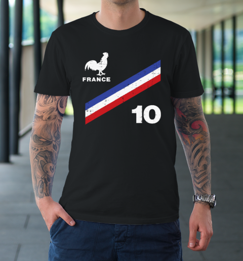 France Flag Rooster Number 10 Soccer Fan T-Shirt