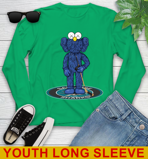 NHL Hockey San Jose Sharks Kaws Bff Blue Figure Shirt Youth Long Sleeve 7
