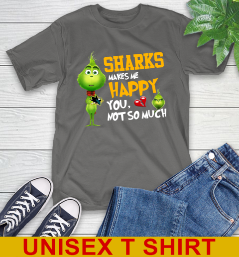 NHL San Jose Sharks Makes Me Happy You Not So Much Grinch Hockey Sports T-Shirt 10