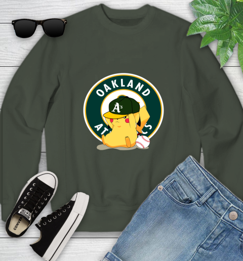 MLB Pikachu Baseball Sports Oakland Athletics Youth Sweatshirt 10