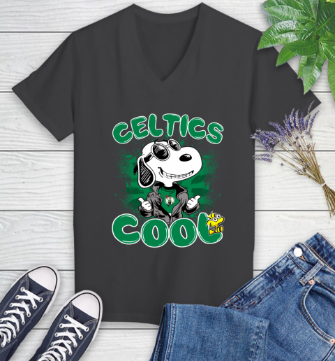 NBA Basketball Boston Celtics Cool Snoopy Shirt Women's V-Neck T-Shirt 6