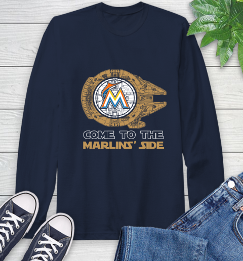 MLB Come To The Miami Marlins Side Star Wars Baseball Sports Long Sleeve T-Shirt 3
