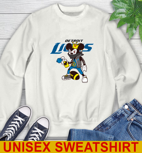 Detroit Lions NFL Football Mickey Peace Sign Sports Sweatshirt