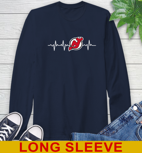 New Jersey Devils NHL Hockey Heart Beat Shirt Long Sleeve T-Shirt 3