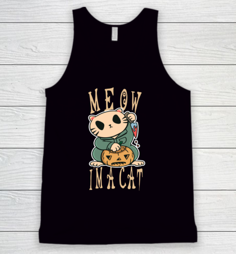 Halloween Shirt For Women and Cat Meow I'm A Cat Halloween Tank Top