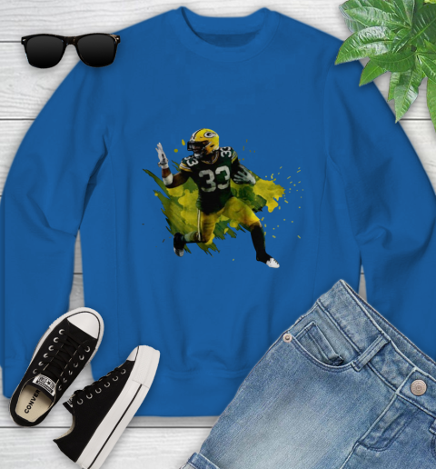 Aaron Jones Running Green Bay Packers Youth Sweatshirt 7