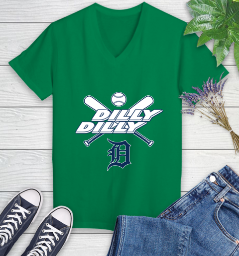 MLB Detroit Tigers Dilly Dilly Baseball Sports Women's V-Neck T-Shirt 5