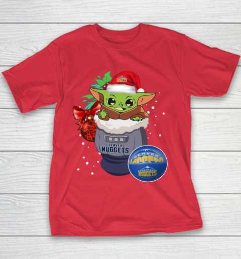 Denver Nuggets Christmas Baby Yoda Star Wars Funny Happy NBA Youth T-Shirt 9