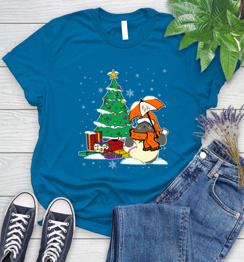 Miami Marlins MLB Baseball Cute Tonari No Totoro Christmas Sports Women's T-Shirt 10