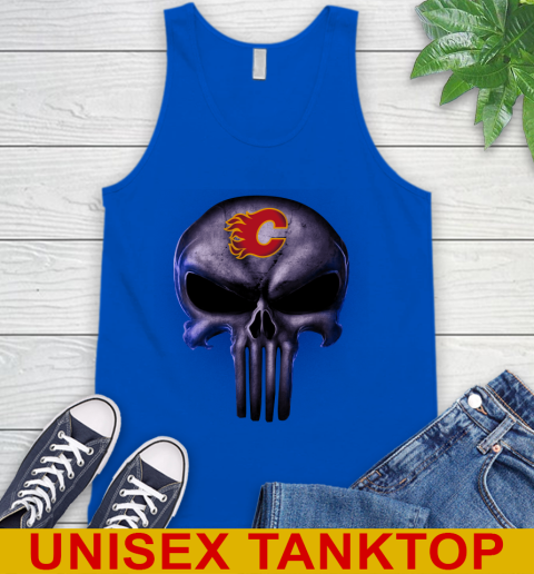 Calgary Flames NHL Hockey Punisher Skull Sports Tank Top 4