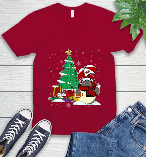 San Francisco 49ers NFL Football Cute Tonari No Totoro Christmas Sports V-Neck T-Shirt 7