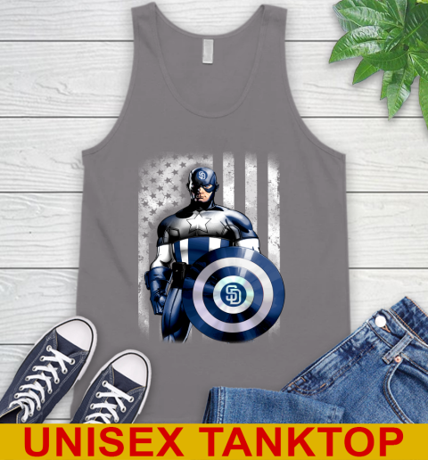 San Diego Padres MLB Baseball Captain America Marvel Avengers American Flag Shirt Tank Top 6