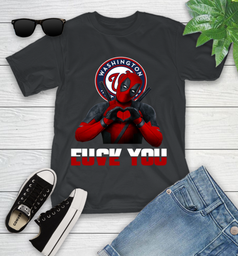MLB Washington Nationals Deadpool Love You Fuck You Baseball Sports Youth T-Shirt 1