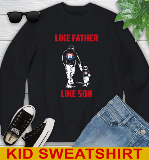 Texas Rangers MLB Baseball Like Father Like Son Sports Youth Sweatshirt