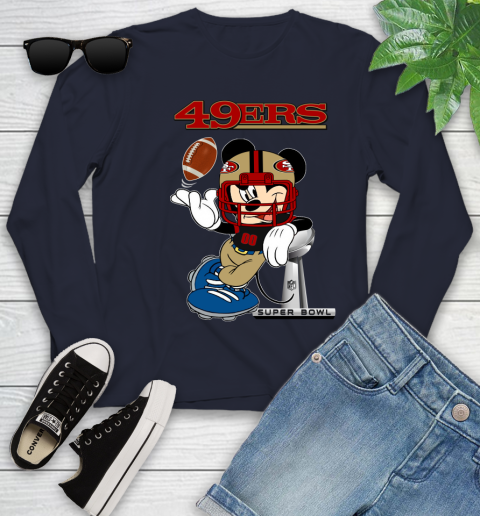 NFL San Francisco 49ers Mickey Mouse Disney Super Bowl Football T Shirt Youth Long Sleeve 3