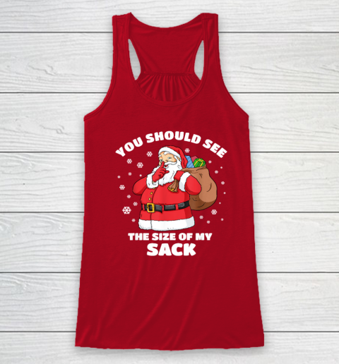 You Should See The Size Of My Sack Santa Men Funny Christmas Racerback Tank 3