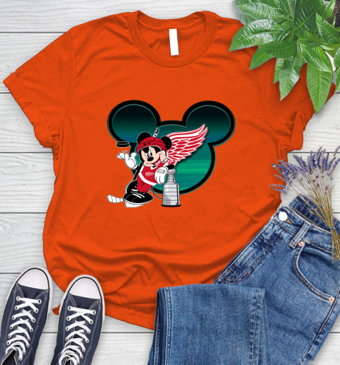 NHL Detroit Red Wings Stanley Cup Mickey Mouse Disney Hockey T Shirt Women's T-Shirt 4