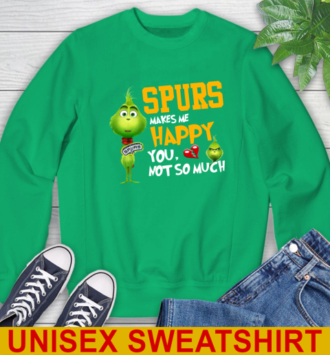 NBA San Antonio Spurs Makes Me Happy You Not So Much Grinch Basketball Sports Sweatshirt 8