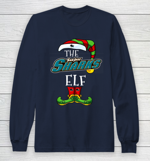 San Jose Sharks Christmas ELF Funny NHL Long Sleeve T-Shirt 2