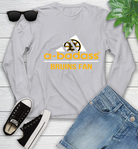 NHL A Badass Boston Bruins Fan Adidas Hockey Sports Youth Long Sleeve 5