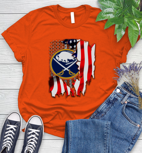 Buffalo Sabres NHL Hockey American Flag Women's T-Shirt 3
