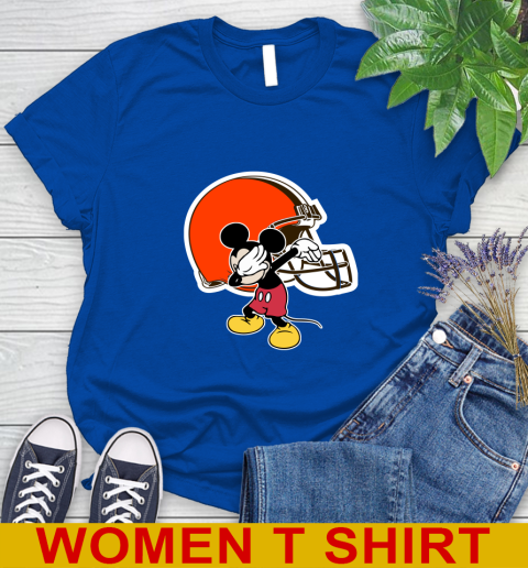 Cleveland Browns NFL Football Dabbing Mickey Disney Sports Women's T-Shirt 9