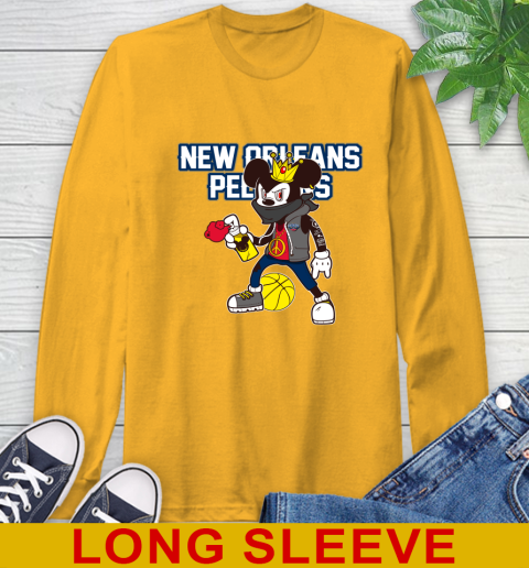 New Orleans Pelicans NBA Basketball Mickey Peace Sign Sports Long Sleeve T-Shirt 3